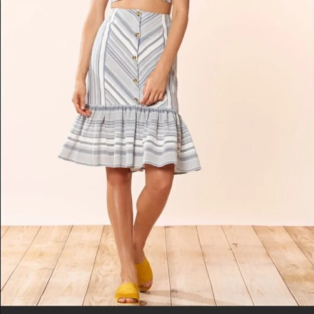 New Red Carter Emma Chambray Stripe Skirt NWT Small